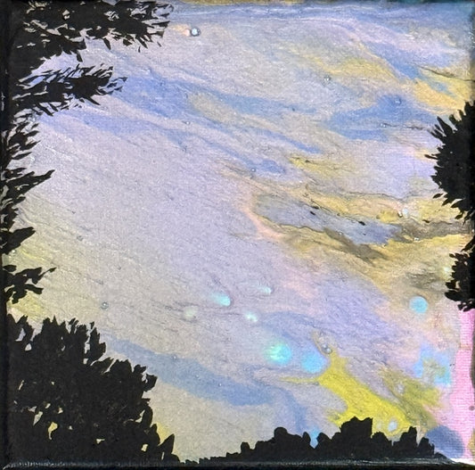 Celestial Symphony 3, 2025, acrylic on canvas, 4 x 4 in. / 10.16 x 10.16 cm.