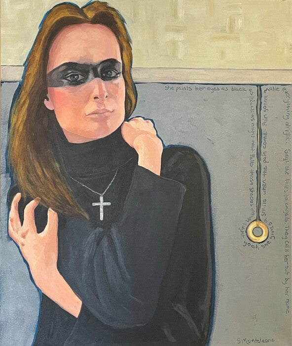 She Talks To Angels, 2025, acrylics on canvas, 20 x 24 in. / 50.8 x 60.96 cm.