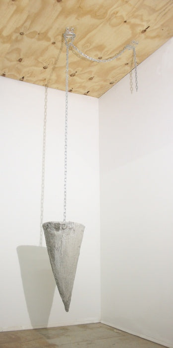 The Weight, 2024, mixed media, 82 x 16 x 16 in. / 208.28 x 40.64 x 40.64 cm.