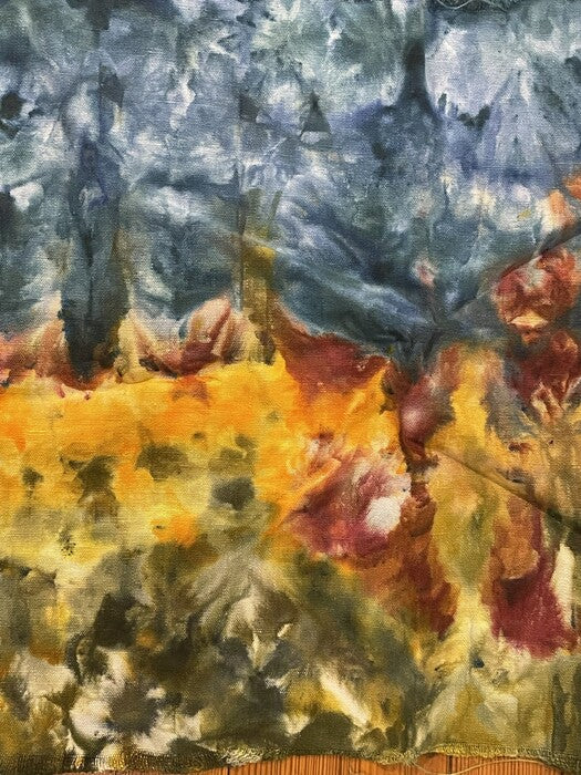 Hudson Daze, 2024, ice dyed hemp fabric, 20 x 16 in. / 50.8 x 40.64 cm.