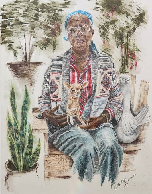 Best Friends, 1999, oil pastel and colored pencil, 30 x 22 in. / 76.2 x 55.88 cm.