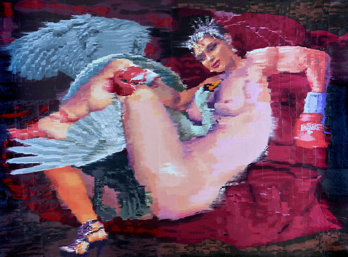 Leda and the Swan, 2023, oil on canvas, 39 x 53 in. / 99.06 x 134.62 cm.