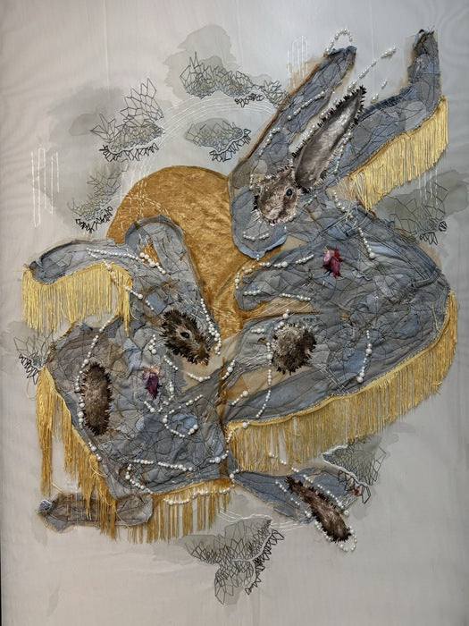 Love and War, 2025, mixed media, 66 x 42 in. / 167.64 x 106.68 cm.