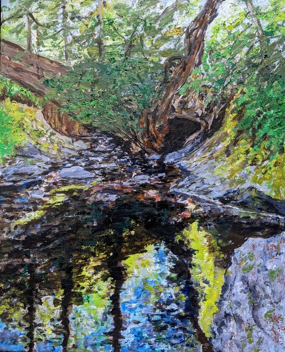 Short Sands Creek, Cape Falcon, 2025, oil on canvas, 20 x 16 in. / 50.8 x 40.64 cm.