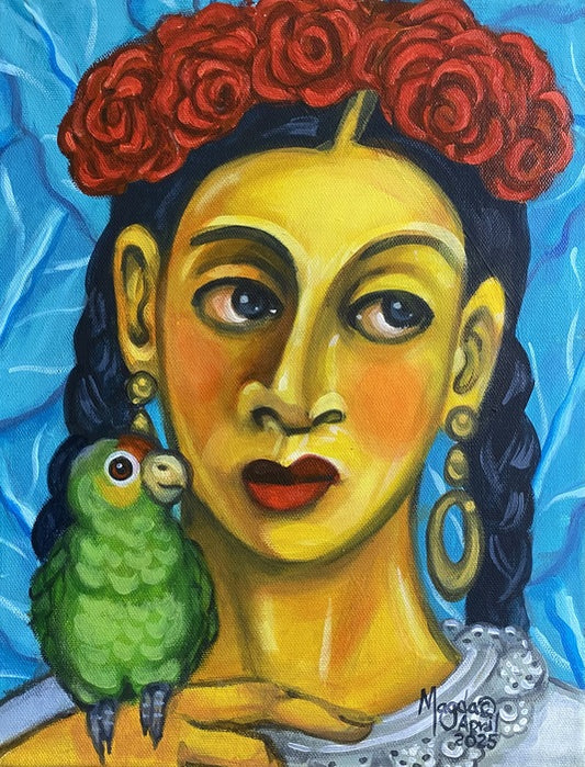 Bird Kisses, 2025, acrylic, 14 x 11 in. / 35.56 x 27.94 cm.