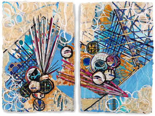 Blue Kyoto, 2025, mixed media, 14 x 14 in. / 35.56 x 35.56 cm.