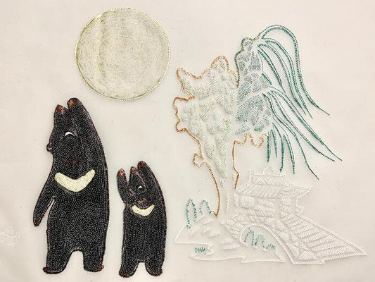 Moon Bears Under Full Moon, 2015, mixed media, 29 x 42 in. / 11.4 x 16.5 in.