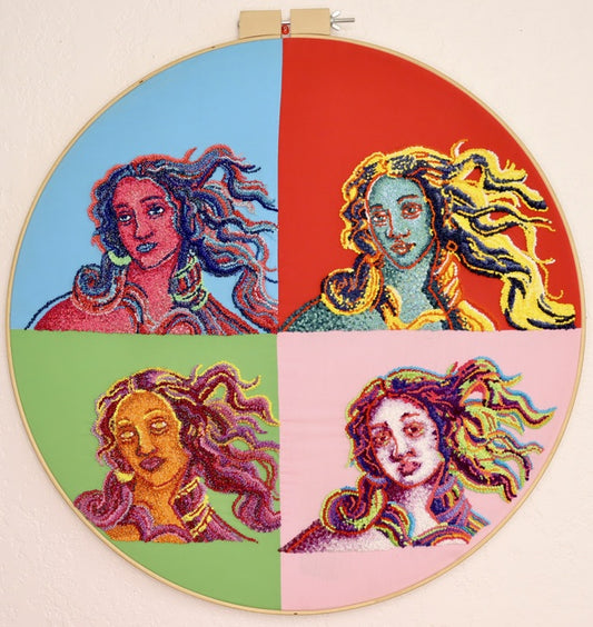 Four Ways, 2023, embroidery, 25 x 24 in. / 63.5 x 60.96 cm.