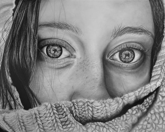 Timid, 2024, graphite, 16 x 20 in. / 40.64 x 50.8 cm.