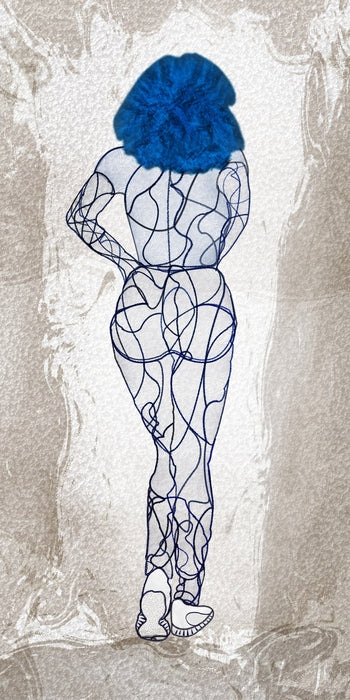 Organic Forms #6 - Lady in Blue - Full Size, 2024, pigment ink on cotton paper, 48 x 24 in. / 121.92 x 60.96 cm.