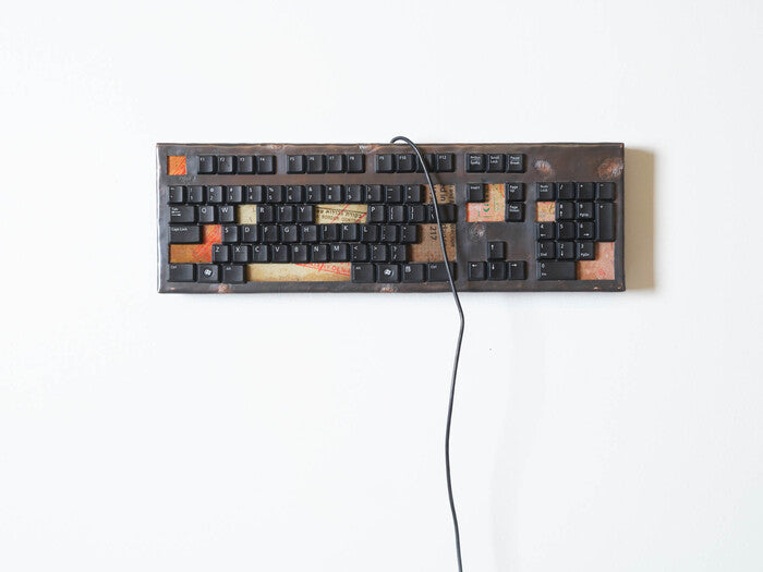 Still Waiting, 2025, mixed media, 5.5 x 17 in. / 13.97 x 43.18 cm.