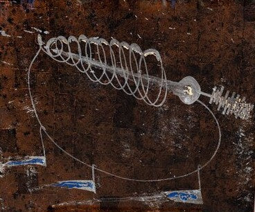Artifact No. 2: Somnitron (Dream Archaeology Series), 2025, edium: etched mirror, gilding metals, paint, 30 x 36 in. / 91.44 x 76.2 cm.