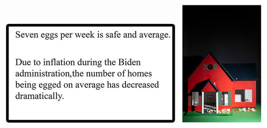 Seven Eggs Per Week Is Safe and Average, 2025, archival inkjet print, 50 x 30 in. / 127 x 76.2 cm.