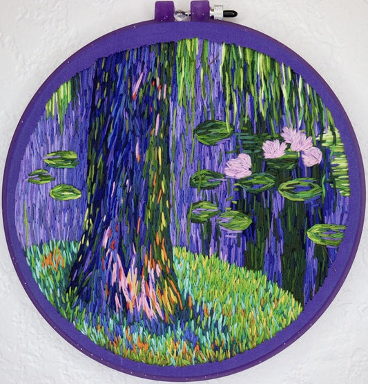 Summer Shade, 2025, embroidery, 8 x 8 in. / 20.32 x 20.32 cm.