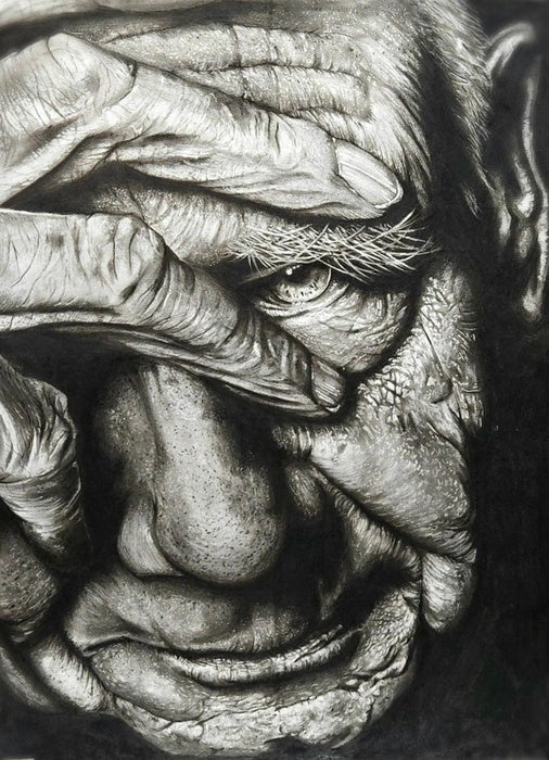 Who Am I, 2025, charcoal on hard paper, 18 x 24 in. / 45.72 x 60.96 cm.