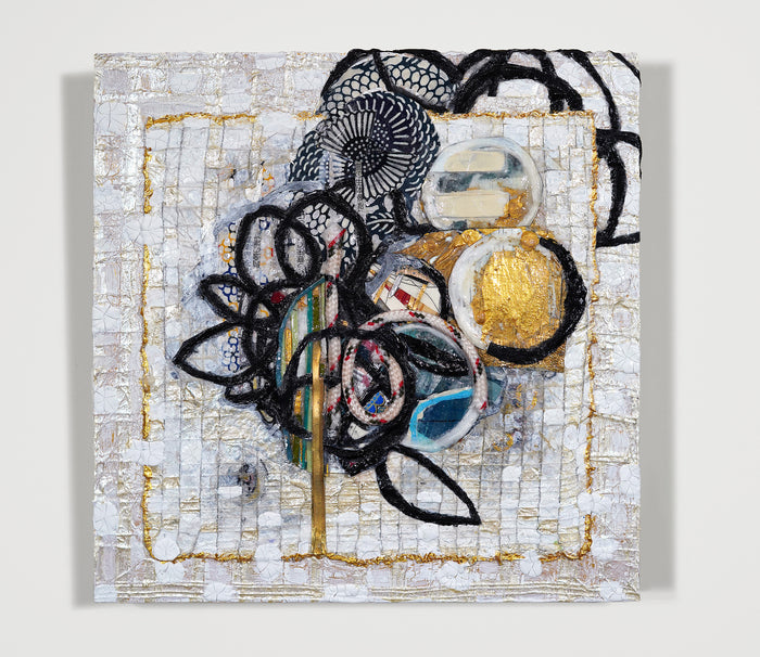 Journey's Echo, 2025, mixed media on paper, 10 x 10 in. / 25.4 x 25.4 cm.