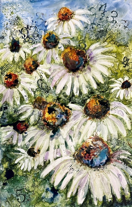 Numbers, 2024, watercolor on yupo, 13 x 20 in. / 33.02 x 50.8 cm.