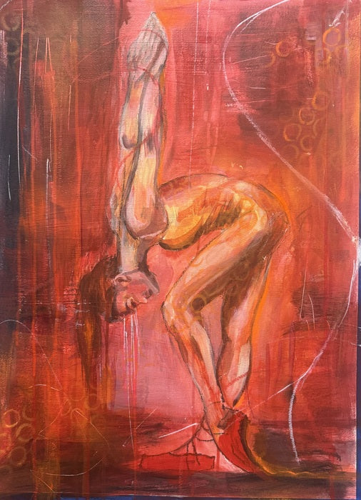 Sadness and Loss, 2025, acrylic charcoal and ink on canvas, 36 x 24 in. / 91.44 x 60.96 cm.