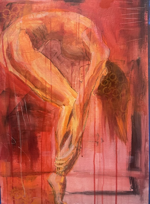 Sad This is Last Series, 2025, charcoal acrylic and a ink on canvas, 36 x 24 in. / 91.44 x 60.96 cm.