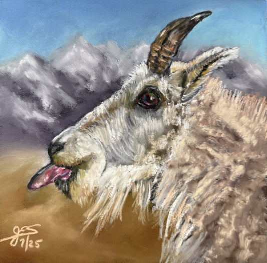 Mountain Attitude, 2025, soft pastels, 8 x 8 in. / 20.32 x 20.32 cm.