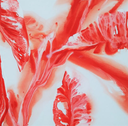 Hibiscus Blooming, 2024, acrylic, 36 x 26 in. / 91.44 x 66.94 cm.