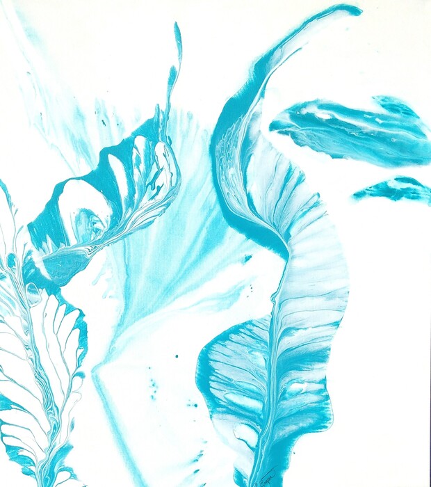 Aqua Breeze, 2024, acrylic, 36 x 36 in. / 91.44 x 91.44 cm.