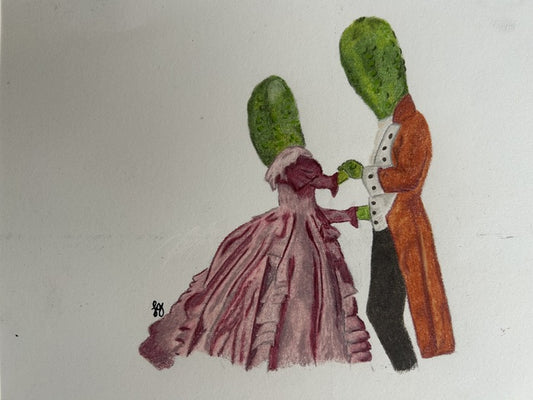 The Pickle Ball, 2025, colored pencil, 7.5 x 9.5 in. / 19.05 x 24.13 cm.