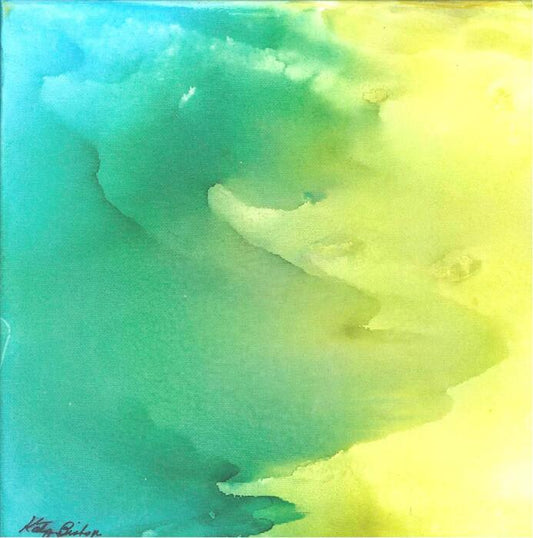 THE BEACH, 2025, alcohol ink on canvas, 12 x 12 in. / 30.48 x 30.48 cm.
