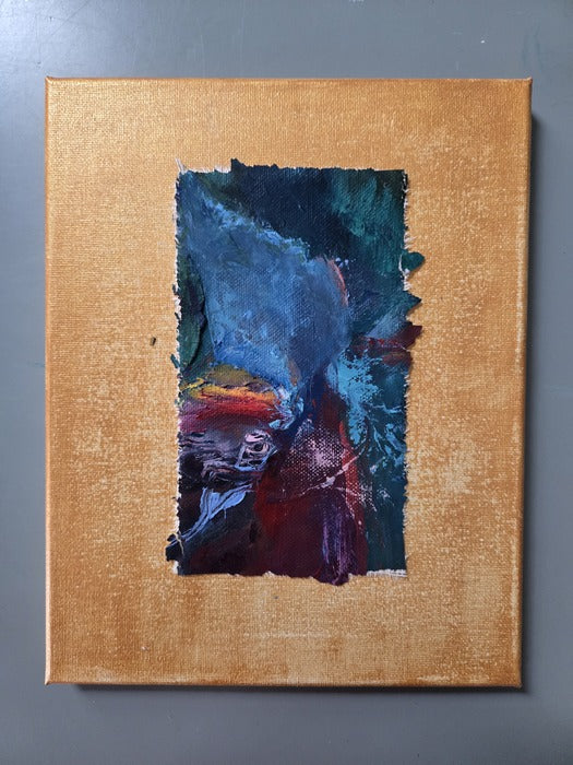 Blue Light Explosion, 2024, oil paint/mixed medium, 10 x 8 in. / 25.4 x 20.32 cm.