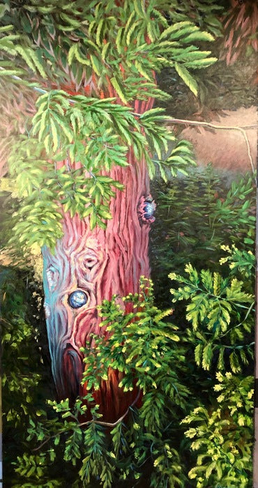 Trees of Green, 2023, acrylic on masonite, 48 x 25 in. / 121.92 x 63.5 cm.