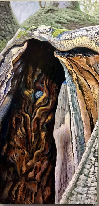 Birth, 2014, acrylic on masonite, 80 x 49 in. / 203.2 x 124.46 cm.