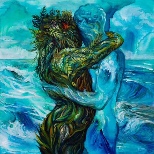 Land and Sea, 2024, oil on wood, 12 x 12 in. / 30.48 x 30.48 cm.