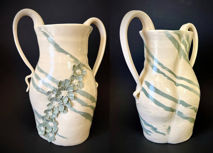 She Is Intentional, 2025, hand thrown and altered stoneware ceramic, 10.5 x 8 x 5 in. / 26.67 x 20.32 x 12.7 cm.