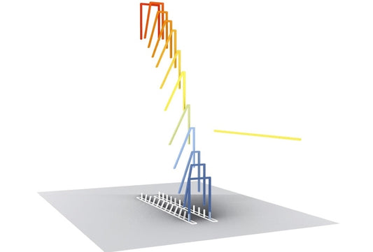 Fragile as a Rainbow-1, 2021, wood and metal, 98 x 393 in. / 248.92 x 998.22 cm.