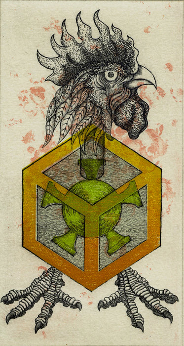 Consumption 2, 2025, mixed media, 5.5 x 3 in. / 13.97 x 7.62 cm.