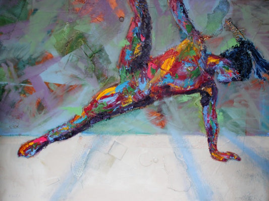 Yoga Self-Portrait, 2024, oil, 30 x 40 in. / 76.2 x 101.6 cm.