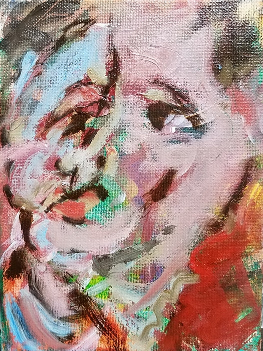 Pink Face, 2025, oil on canvas board, 8 x 6 in. / 20.32 x 15.24 cm.