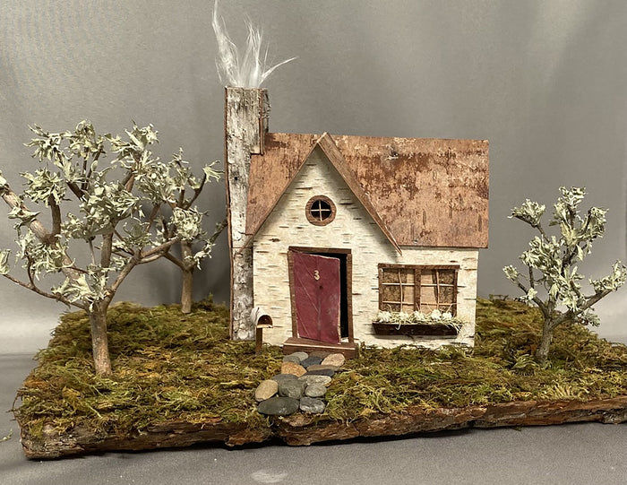 Cottage in the Woods, 2025, material from nature, 6 x 11 x 7 in. / 15.24 x 27.94 x 17.78 cm.