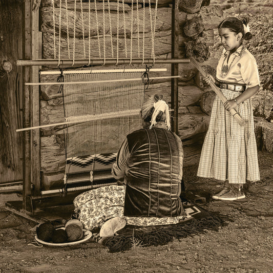 Weaving - Threads of Navajo Tradition and Expression, 2025, archival gold tone print, 20 x 20 in. / 50.8 x 50.8 cm.