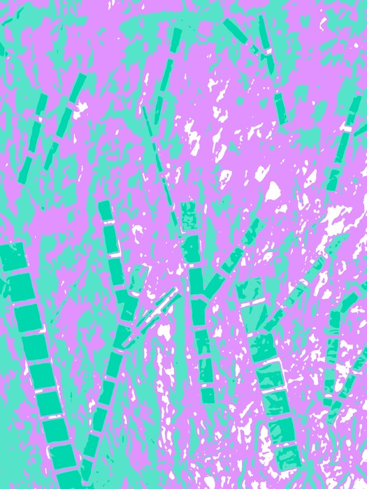 Notan Landscape in Lavender and Green, 2025, mixed media, 22 x 16 in. / 55.88 x 40.64 cm.