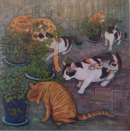 Catnip, 2025, sharpie and acrylic on canvas, 30 x 30 in. / 76.2 x 76.2 cm.