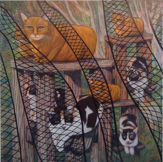 Gazebo, 2025, sharpie and acrylic on canvas, 30 x 30 in. / 76.2 x 76.2 cm.
