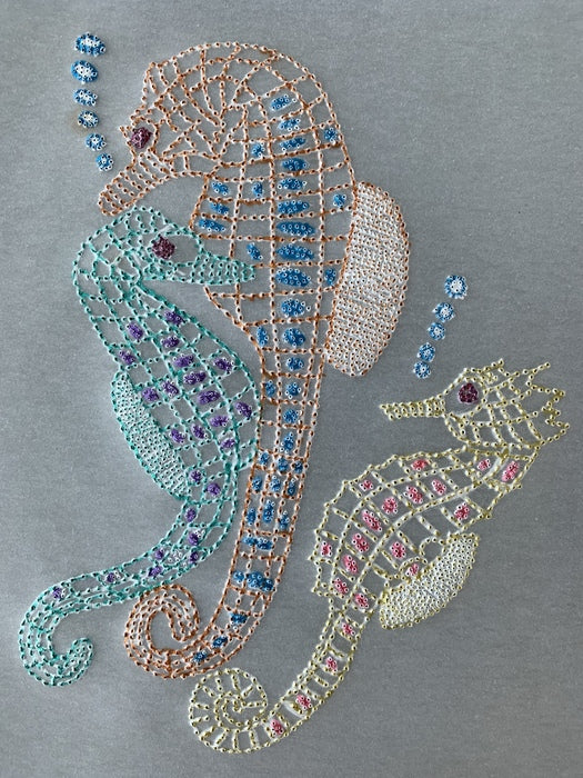 Seahorse Papas' Love, 2024, mixed media, 19 x 14 cm. / 7.4 x 5.5 in.