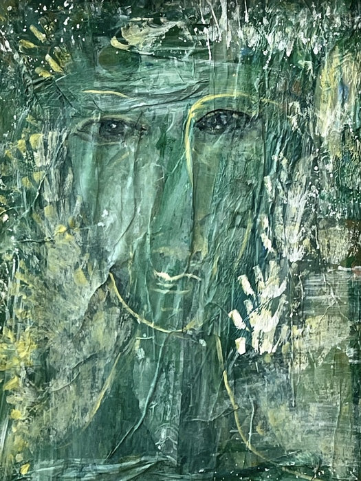 Absence Becoming Love, 2025, mixed media on board, 30 x 24 in. / 76.2 x 60.96 cm.