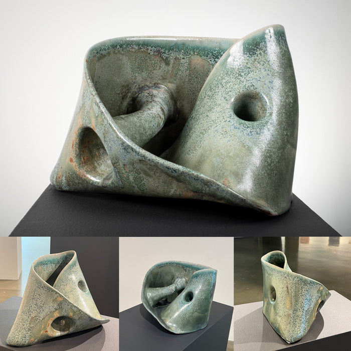 Möbius Strip Variation IV, 2025, ceramics, 9.5 x 14 x 10.5 in. / 24.13 x 35.56 x 26.67 cm.