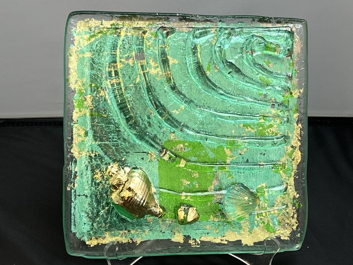 Ocean's Echo, 2025, glass, 9 x 9 in. / 22.86 x 22.86 cm.