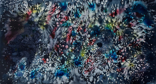 Galaxy Impression I, 2023, watercolor, 24 x 44 in. / 60.96 x 111.76 cm.