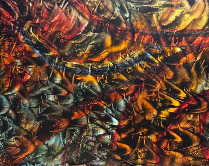 Controlled Chaos, 2025, mixed media, 24 x 36 in. / 60.96 x 91.44 cm.