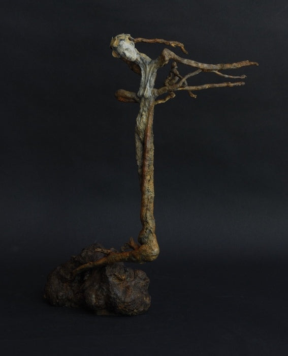 Rooted, 2021, cast bronze, 19 x 10 x 5 in. / 48.26 x 25.4 x 12.7 cm.