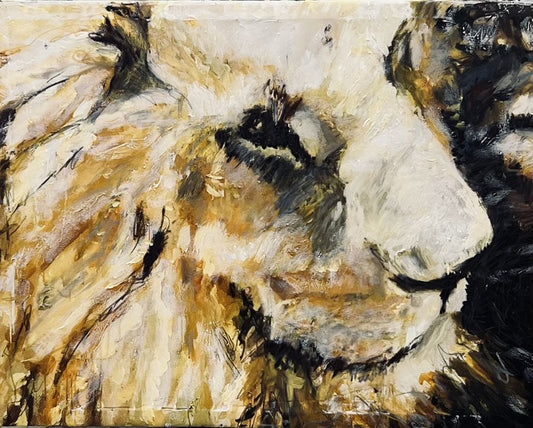 The Great and Mighty Lion 4, 2025, mixed media on canvas, 36 x 48 in. / 91.44 x 121.92 cm.